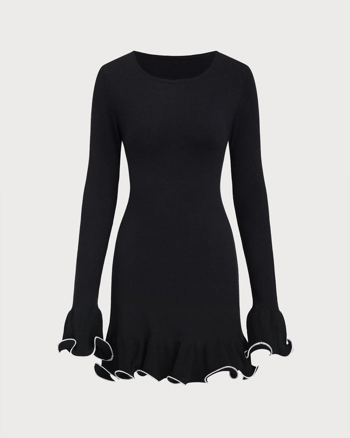 Valantomode | Stylish Ribbed Mini Dress with Ruffles for Casual Days