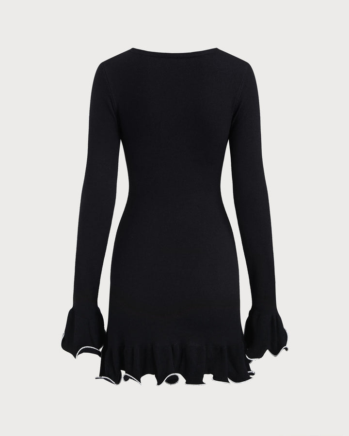 Valantomode | Stylish Ribbed Mini Dress with Ruffles for Casual Days