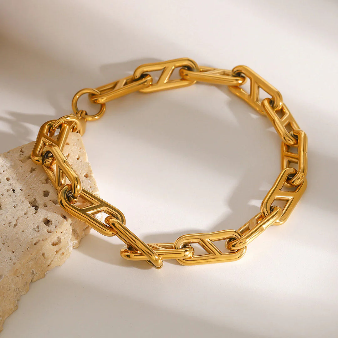 Valantomode | Plated Zyrah Bracelet with Industrial-Sculptural Link Architecture