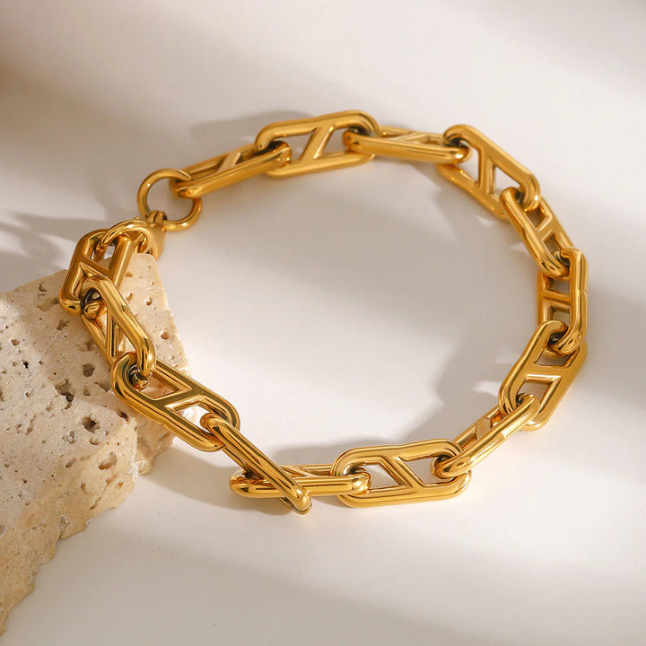 Valantomode | Plated Zyrah Bracelet with Industrial-Sculptural Link Architecture