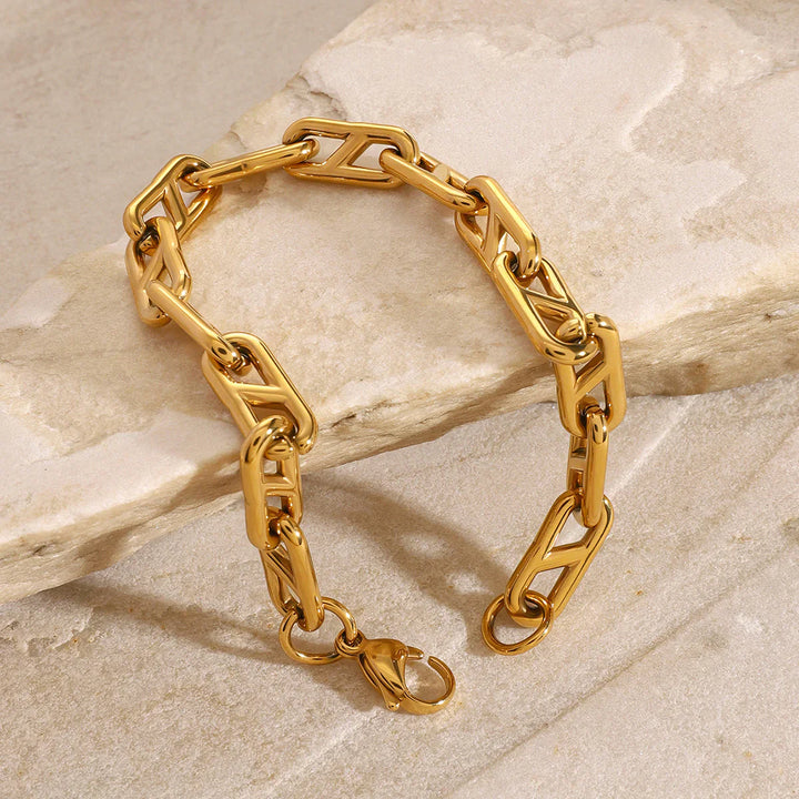 Valantomode | Plated Zyrah Bracelet with Industrial-Sculptural Link Architecture