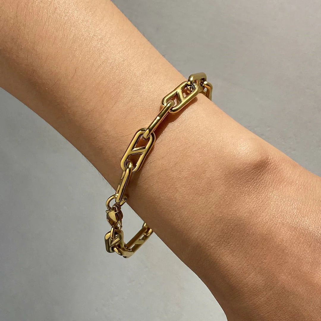 Valantomode | Plated Zyrah Bracelet with Industrial-Sculptural Link Architecture