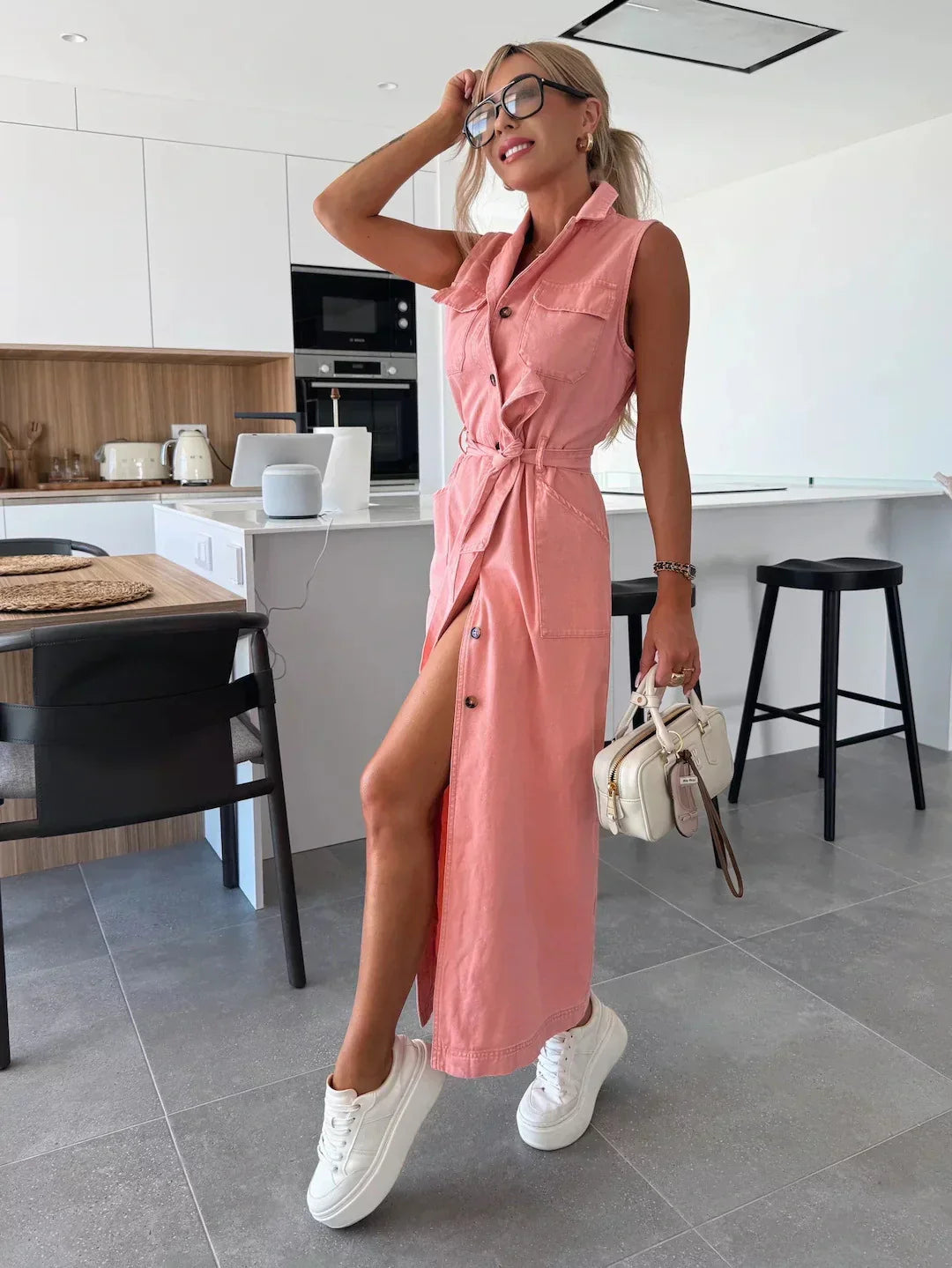 Valantomode | Stylish Long Denim Dress Perfect for Everyday Wear