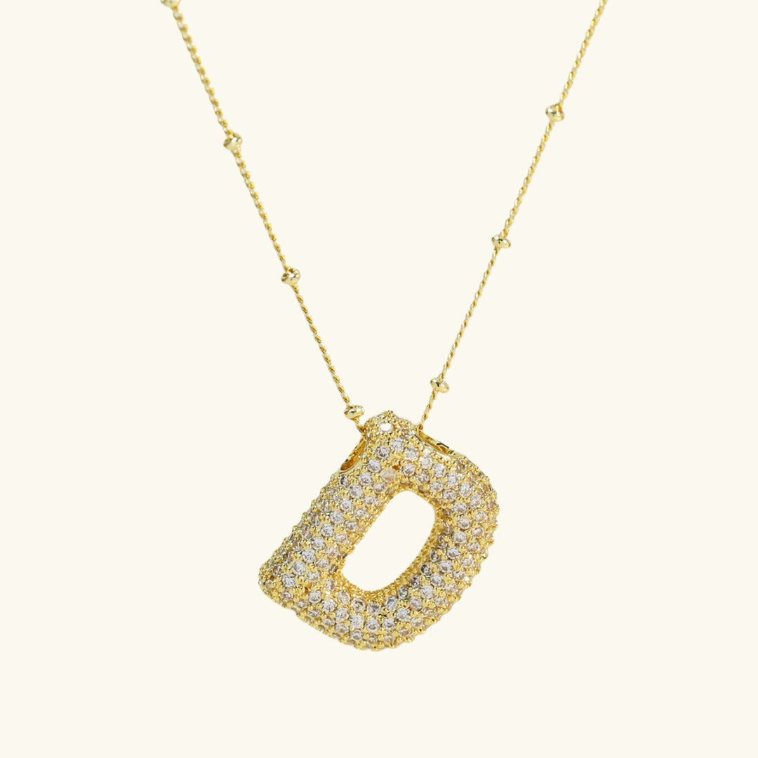 Valantomode | Gold Plated Bubble Initial Necklace for Women
