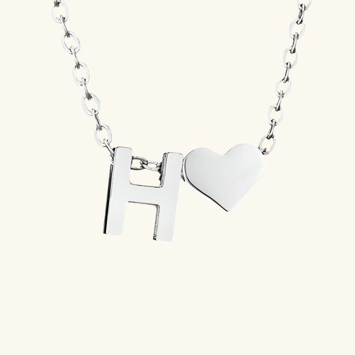 Valantomode | Plated Initial and Heart Charm Necklace for Women
