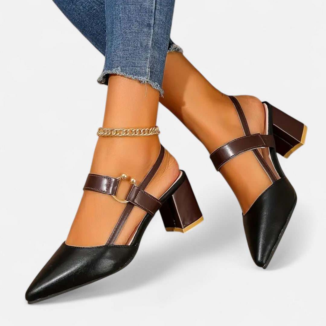 Valantomode | Women’s Sandals – Pointed Toe, Medium Thick Heel