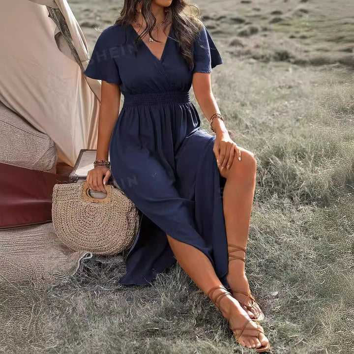 Valantomode | Long Sleeve Dress with Stylish Side Slit for Women