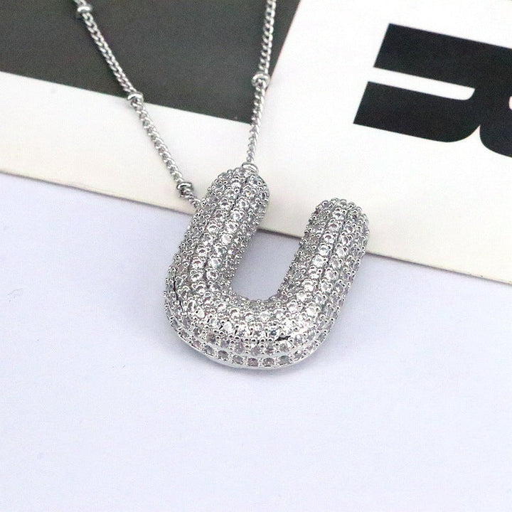 Valantomode | Gold Plated Bubble Initial Necklace for Women