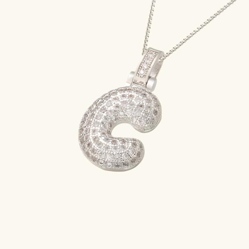 Valantomode | Plated Letter Luxe Necklace with Alphanumeric Architecture and Refractive Assets