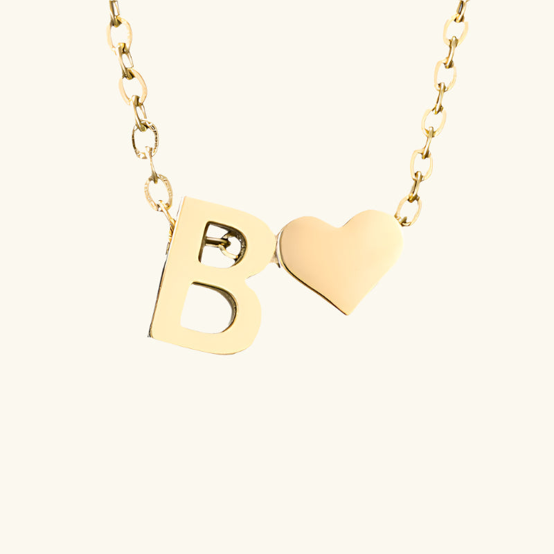 Valantomode | Plated Initial and Heart Charm Necklace for Women