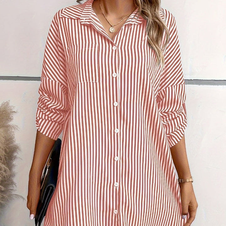 Valantomode | Stylish Striped Dress with Practical Pockets for Women