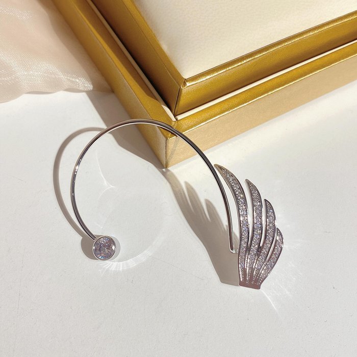 Valantomode | Heavyweight Silver Plated Wing Motif Earrings for Women