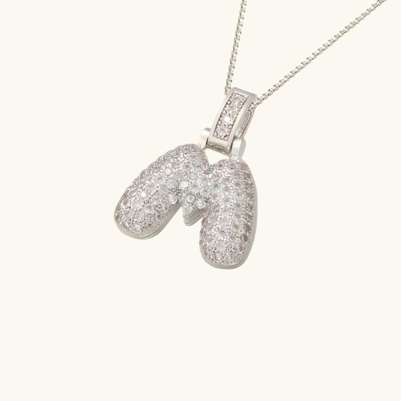Valantomode | Plated Letter Luxe Necklace with Alphanumeric Architecture and Refractive Assets