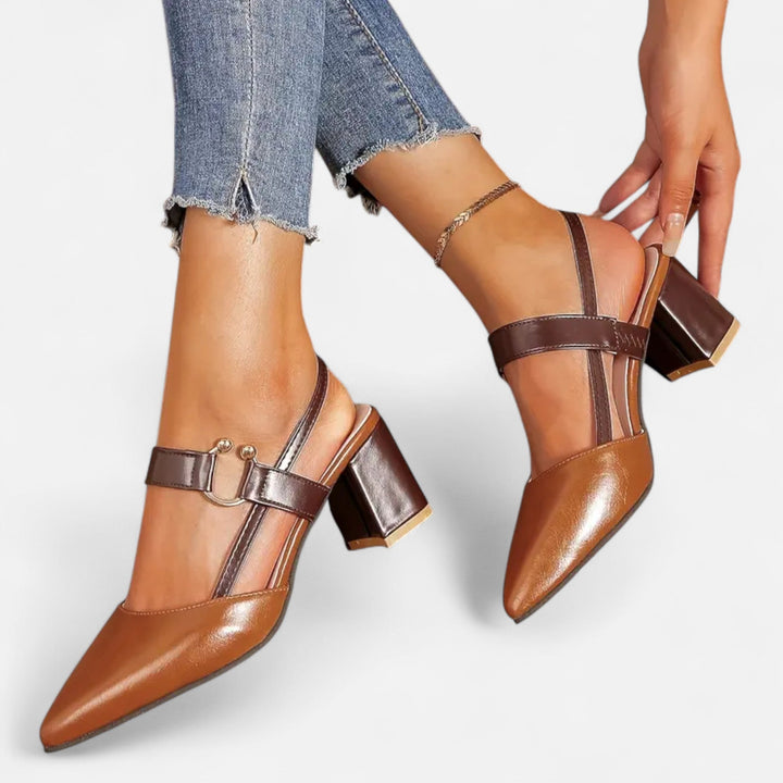 Valantomode | Women’s Sandals – Pointed Toe, Medium Thick Heel