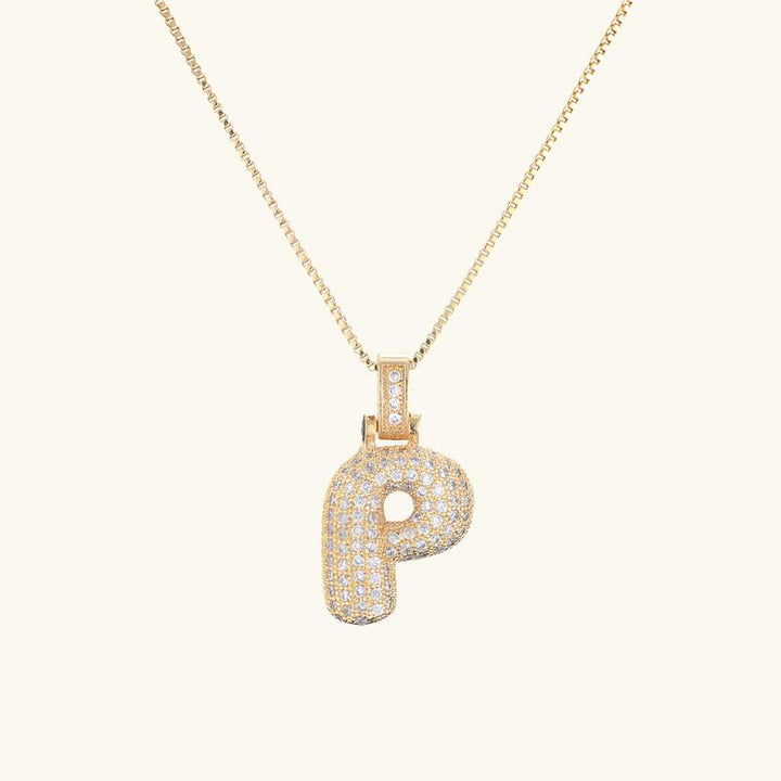 Valantomode | Plated Letter Luxe Necklace with Alphanumeric Architecture and Refractive Assets