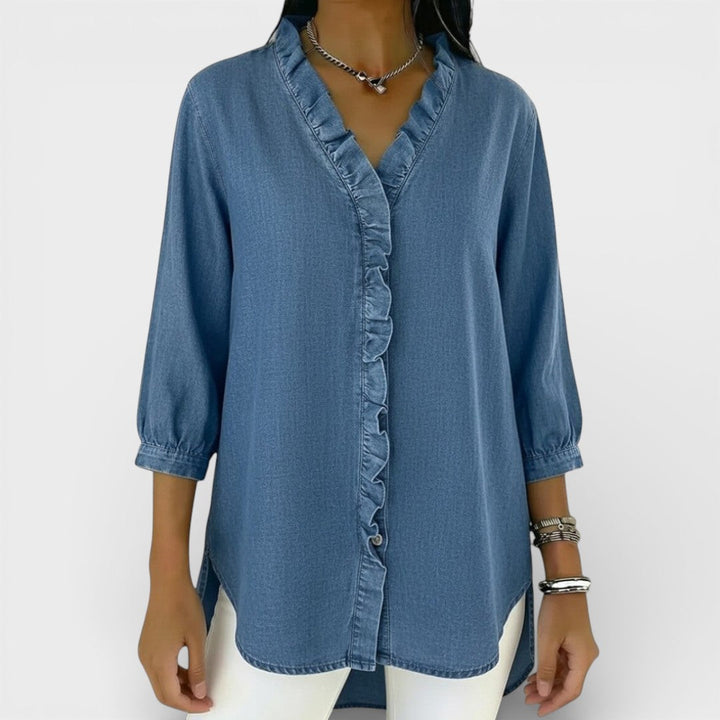 Valantomode | Blouse with Elegant Ruffles