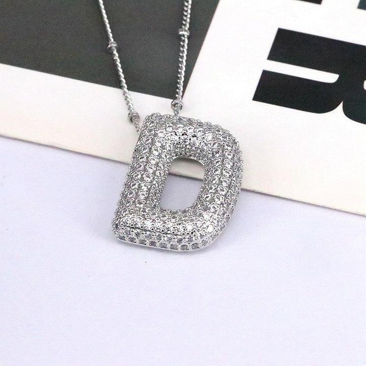 Valantomode | Gold Plated Bubble Initial Necklace for Women