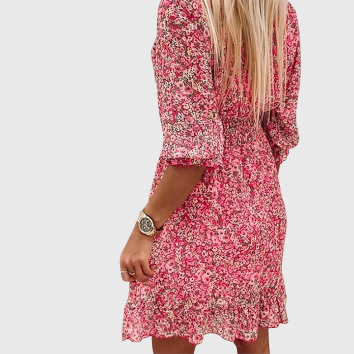 Valantomode | Stylish Floral Puff Sleeve Dress for Spring Events