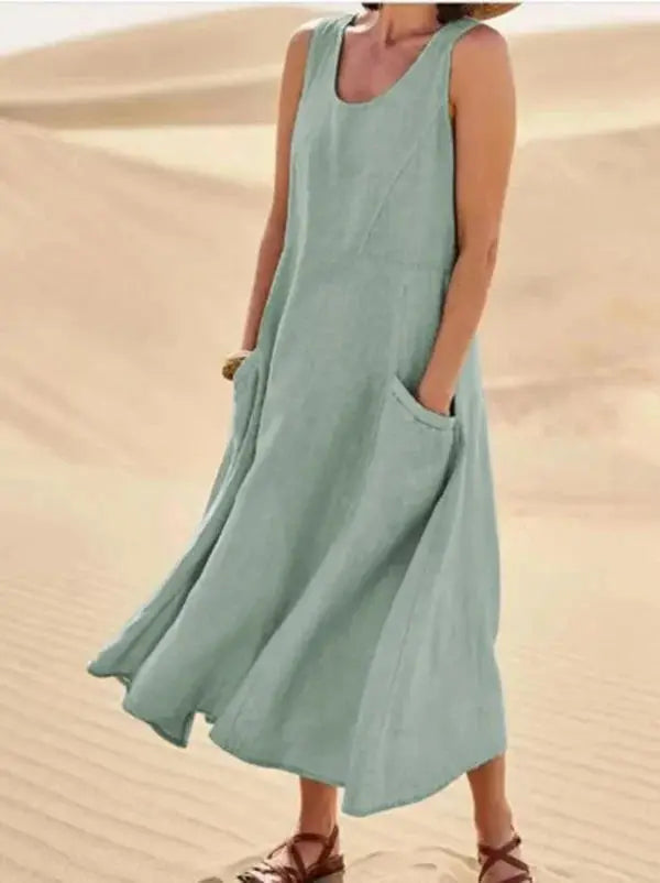 Valantomode | Chic Linen Dress for Effortless Summer Style
