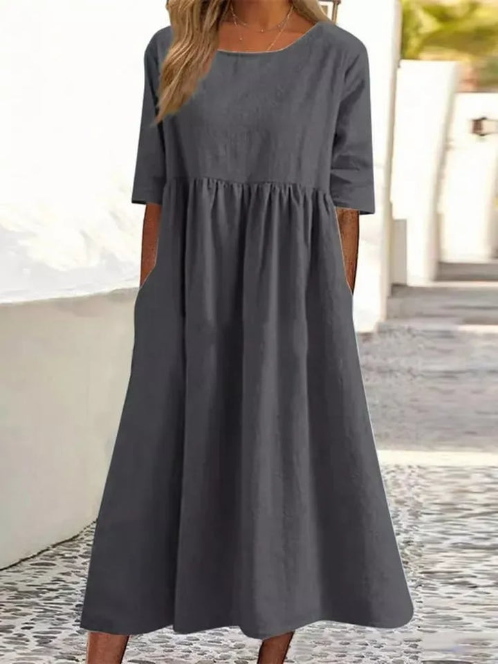 Valantomode | Breezy Cotton Linen Dress for Stylish Summer Days