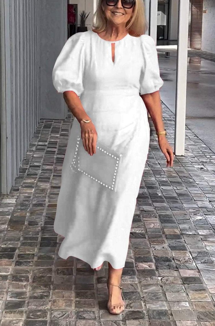 Valantomode | Dress with Elegant Puff Sleeves