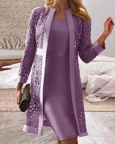 Valantomode | Stylish Two-Piece Lace Knit Set for Fashionable Women