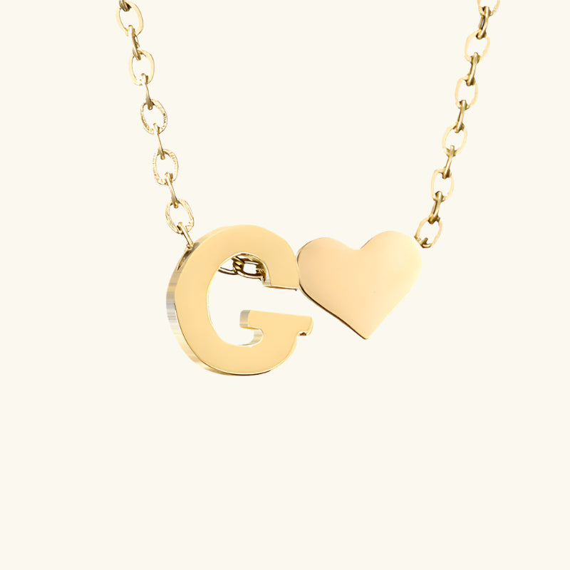 Valantomode | Plated Initial and Heart Charm Necklace for Women