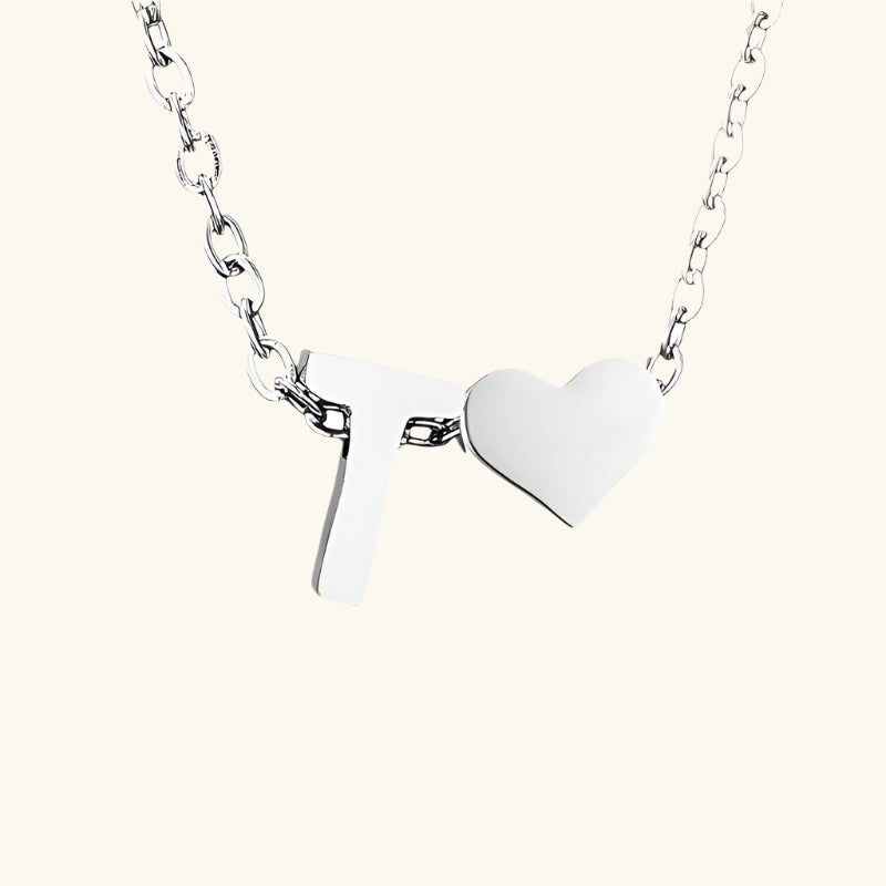 Valantomode | Plated Initial and Heart Charm Necklace for Women