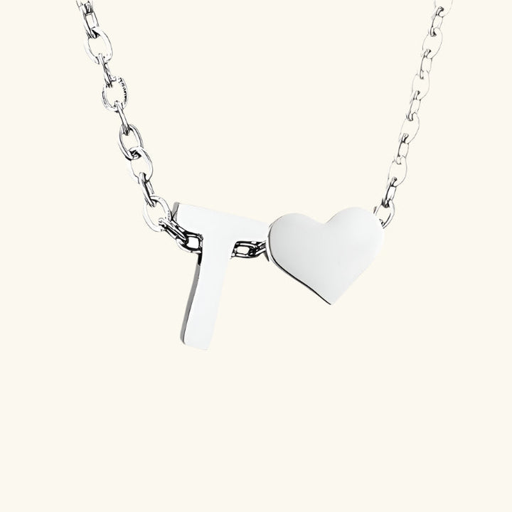 Valantomode | Plated Initial and Heart Charm Necklace for Women