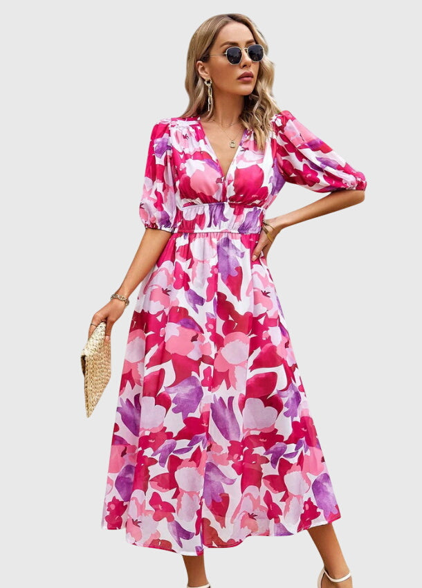 Valantomode | Beautiful Floral Midi Dress for Any Casual Gathering
