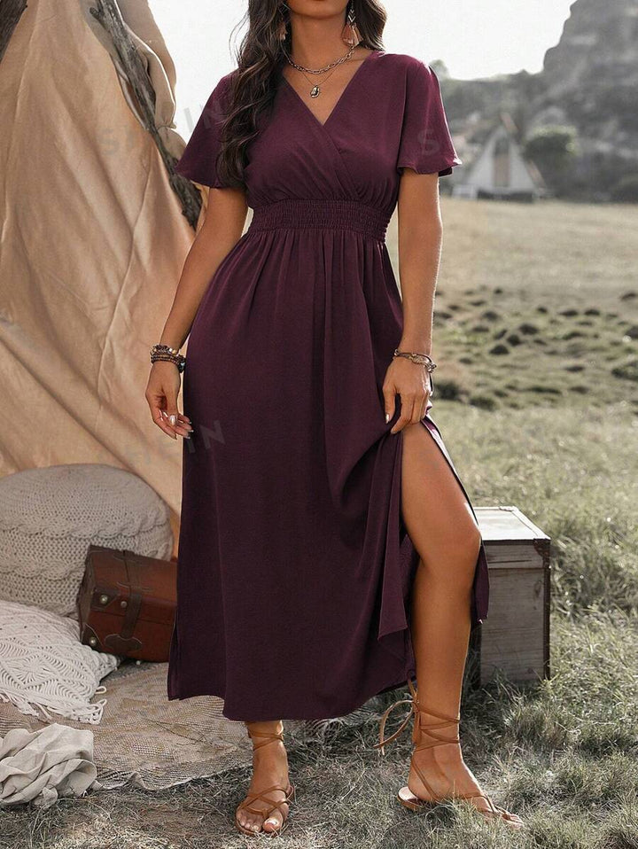 Valantomode | Long Sleeve Dress with Stylish Side Slit for Women