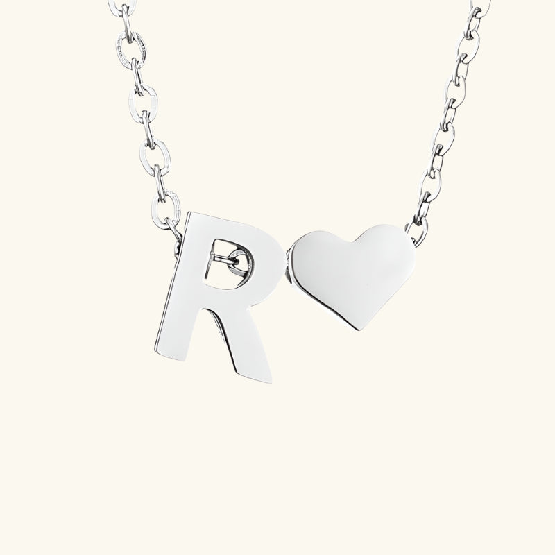Valantomode | Plated Initial and Heart Charm Necklace for Women