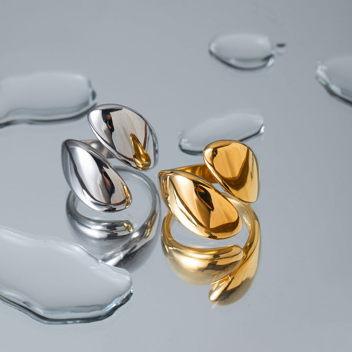 Valantomode | Plated Organic Fluid Open-Ended Ring for Women
