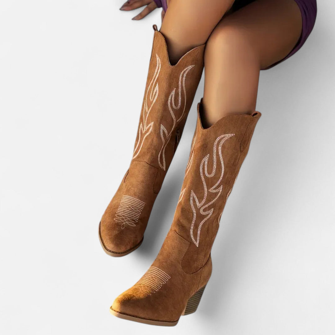 Valantomode | Women’s Chunky Heel Cowboy Boots