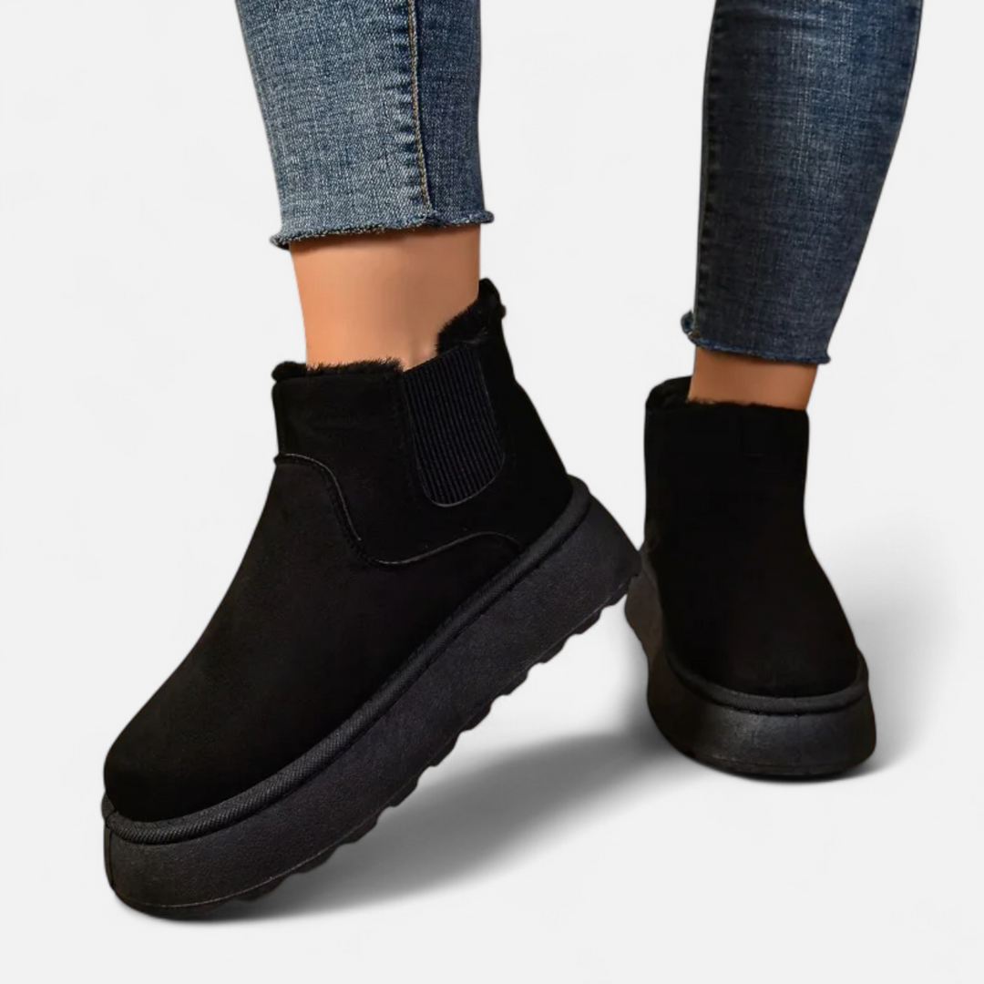 Valantomode | Women’s Short Plush Platform Ankle Boots