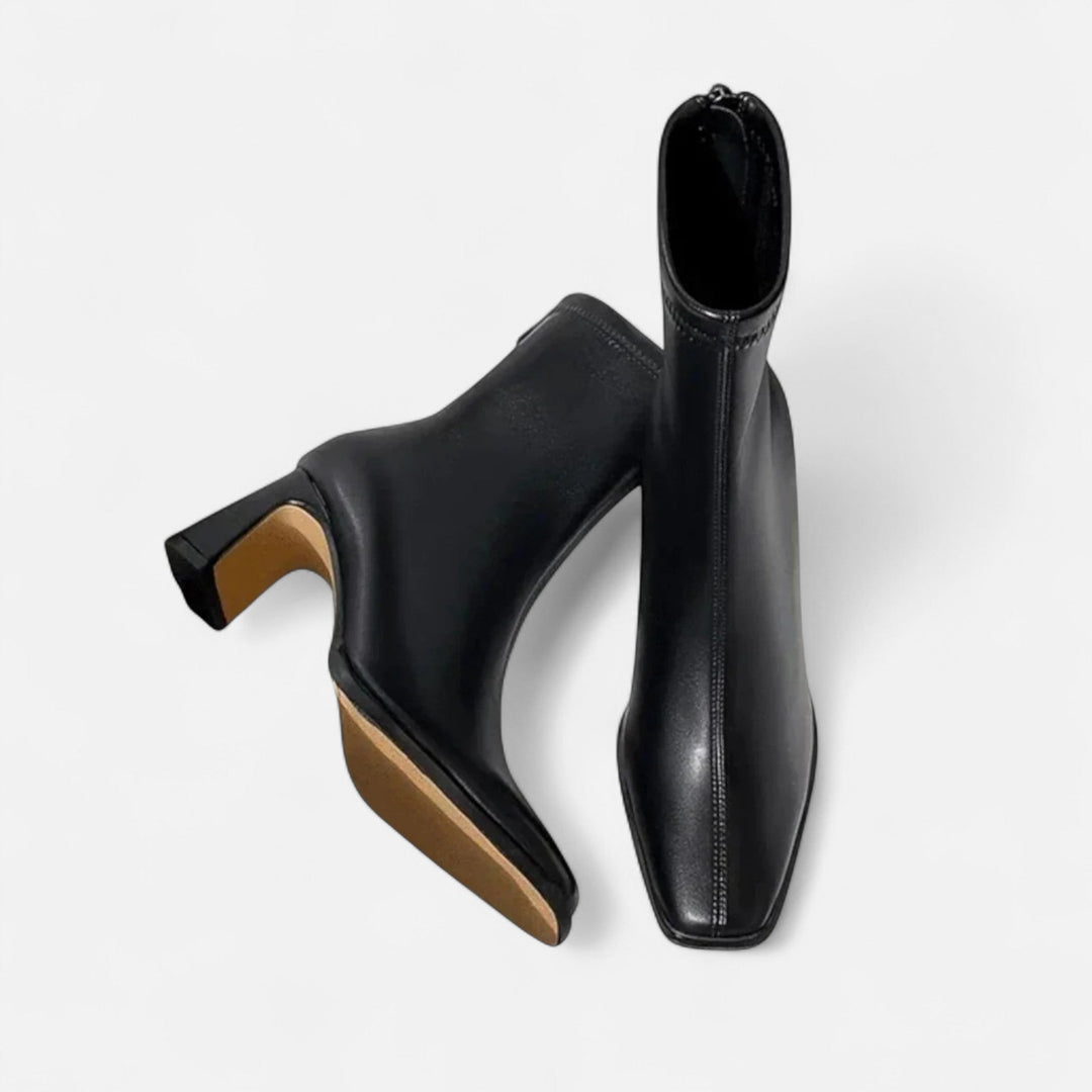 Valantomode | Women’s Vintage Square-Toe Ankle Boots – Retro Executive Leather Booties