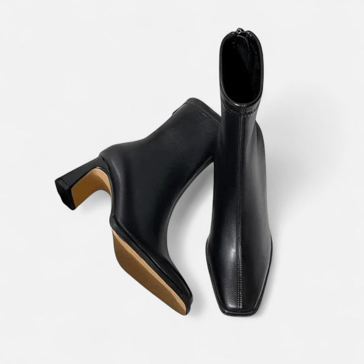 Valantomode | Women’s Vintage Square-Toe Ankle Boots – Retro Executive Leather Booties