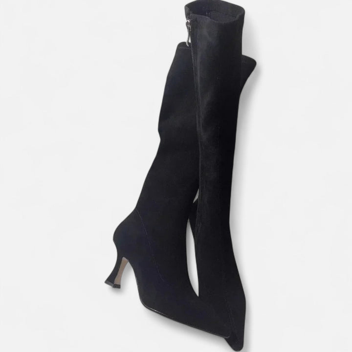 Valantomode | Women’s Suede Thigh-High Boots with Heels