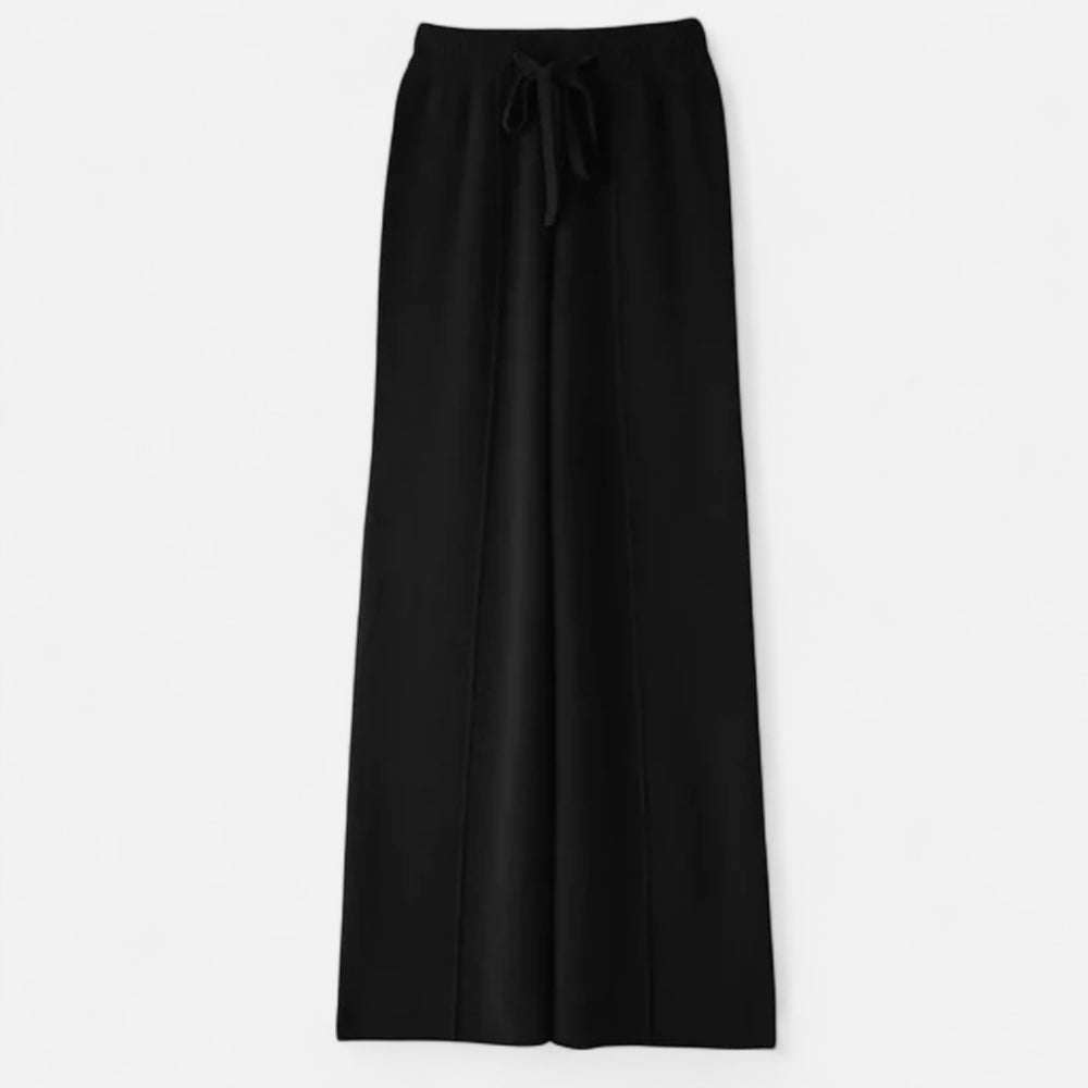 Valantomode | Women’s Wool Wide-Leg Knit Trousers – Premium High-Waisted Lounge Pants