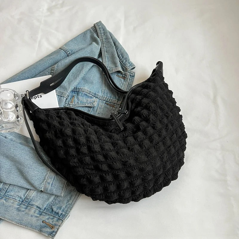 Valantomode | The Veridian Nimbus Logistics – Women's Premium Textured Cotton Cloud Puffer Bag