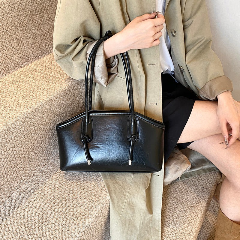 Valantomode | Aria Archival Baguette – Premium Vegan Leather Slim Shoulder Bag with Silver-Tone Accents