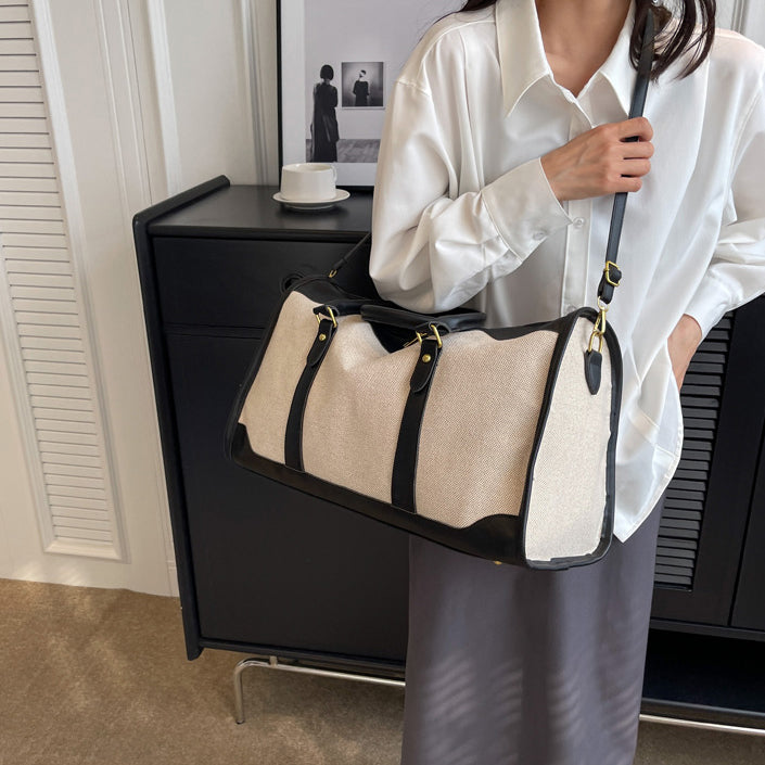 Valantomode | Odyssey Two-Tone Duffle – Premium Canvas & Vegan Leather Weekend Travel Bag