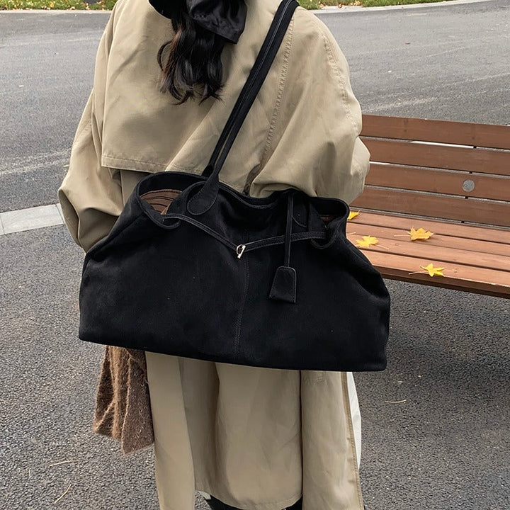 Valantomode | Velvet Goliath Executive – 52cm Premium Vegan Suede XL Oversized Tote with Silver Accents