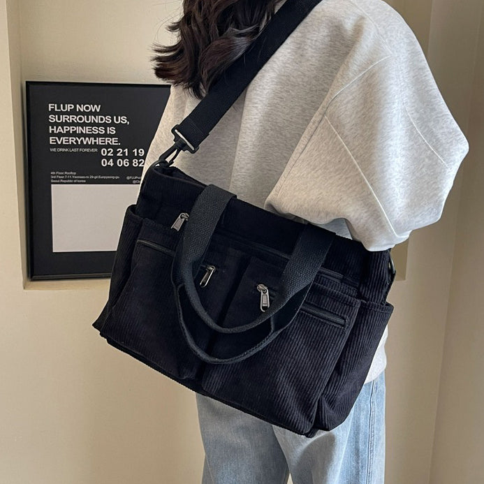 Valantomode | Velvet Ribbed Garrison – Premium Corduroy Water-Resistant Business Tote & Book Bag