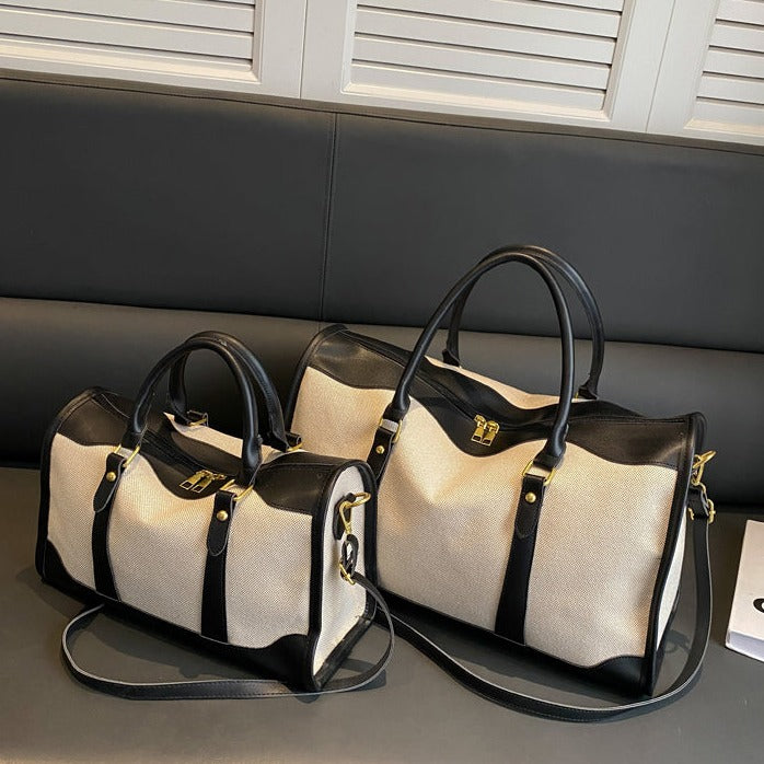 Valantomode | Odyssey Two-Tone Duffle – Premium Canvas & Vegan Leather Weekend Travel Bag