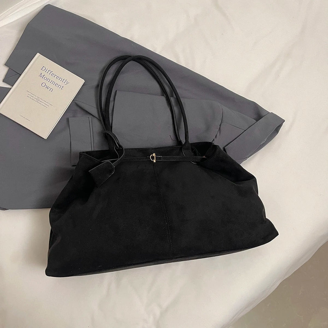 Valantomode | Velvet Goliath Executive – 52cm Premium Vegan Suede XL Oversized Tote with Silver Accents