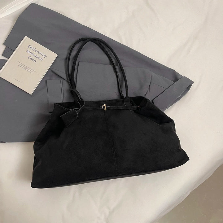 Valantomode | Velvet Goliath Executive – 52cm Premium Vegan Suede XL Oversized Tote with Silver Accents