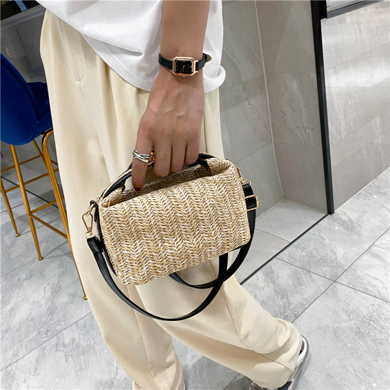 Valantomode | The ‘Aurelius’ Poppy Micro-Monolith – Women's Premium Mini Artisanal Straw Crossbody