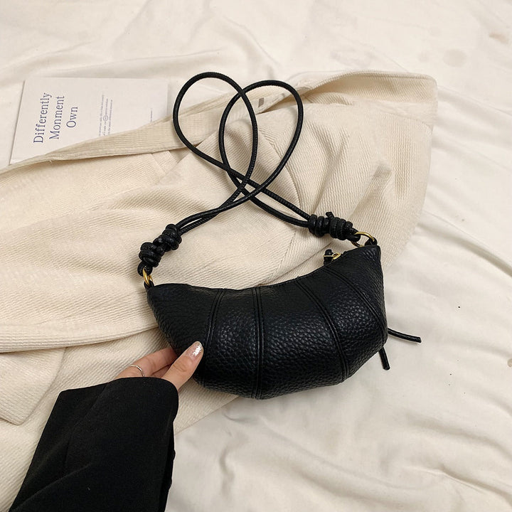 Valantomode | Aura Crescent Crossbody – Premium Vegan Leather Curved Shoulder Bag with Gold-Tone Accents