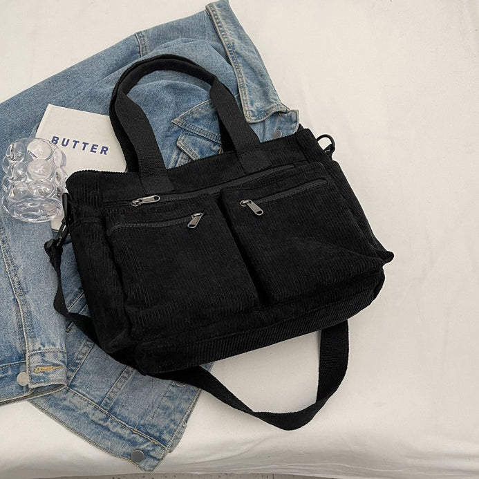 Valantomode | Velvet Ribbed Garrison – Premium Corduroy Water-Resistant Business Tote & Book Bag